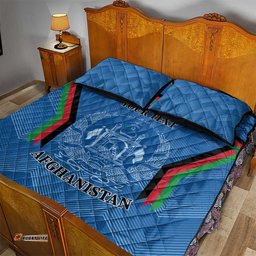 Custom Afghanistan Cricket Quilt Bed Set Afghan Coat Of Arm with Special Flag