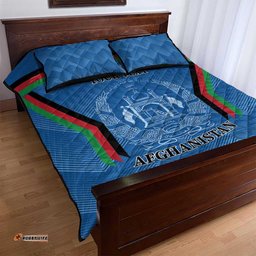Custom Afghanistan Cricket Quilt Bed Set Afghan Coat Of Arm with Special Flag