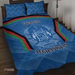 Custom Afghanistan Cricket Quilt Bed Set Afghan Coat Of Arm with Special Flag