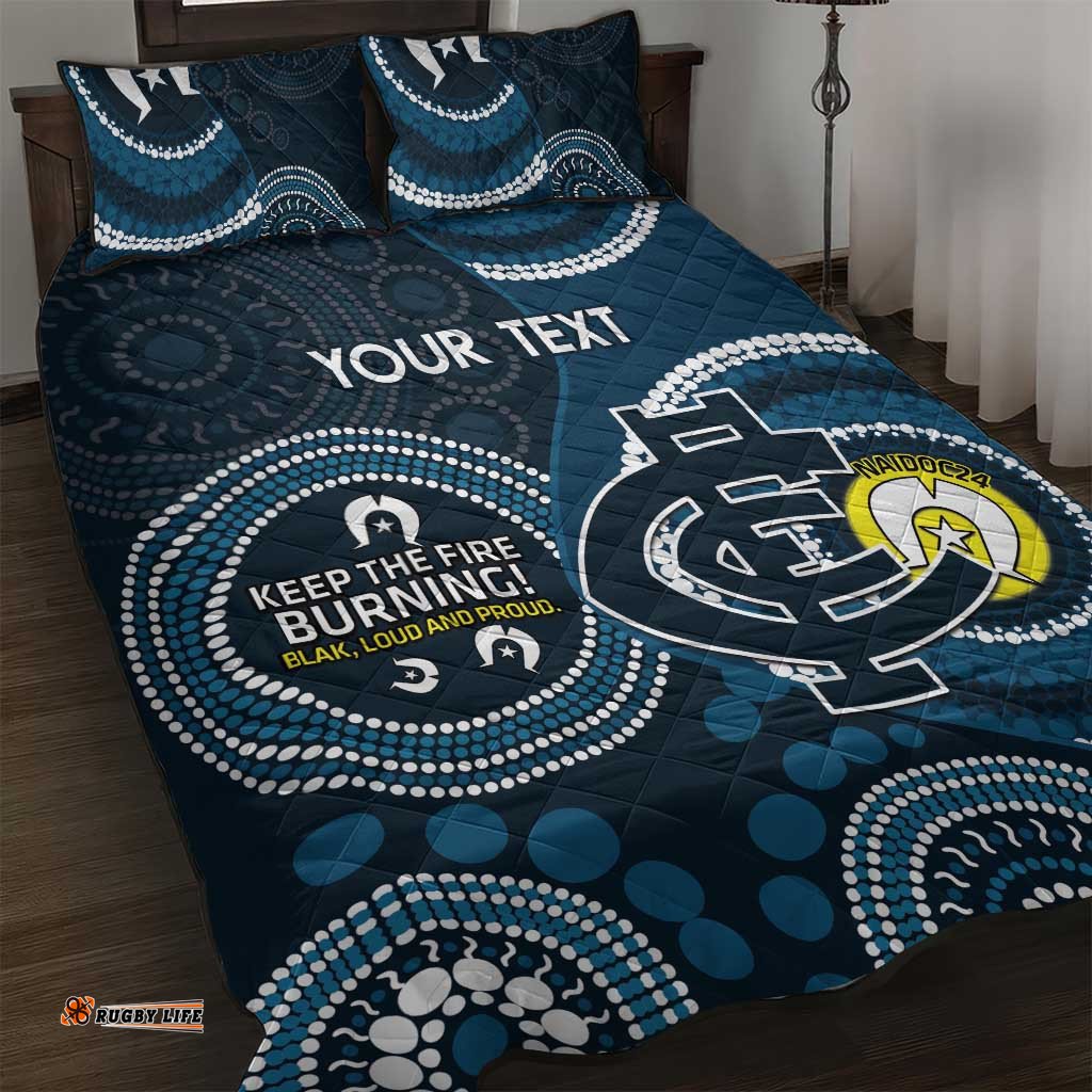 Custom AFL Carlton NAIDOC Week Quilt Bed Set Keep The Fire Burning Indigenous Art
