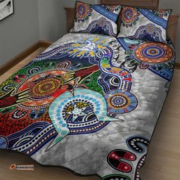custom naidoc week 2024 north melbourne kangaroos quilt bed set australia aboriginal dot painting dt02