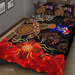 Australia Naidoc Week Quilt Bed Set - Naidoc with Australia Flag and Aboriginal Inspired Dot Pattern Quilt Bed Set
