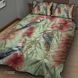 Australia Christmas Quilt Bed Set Kookaburra Santa on Callistemon Pastel