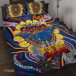 adelaide crows naidoc week 2024 quilt bed set mascot football dt02
