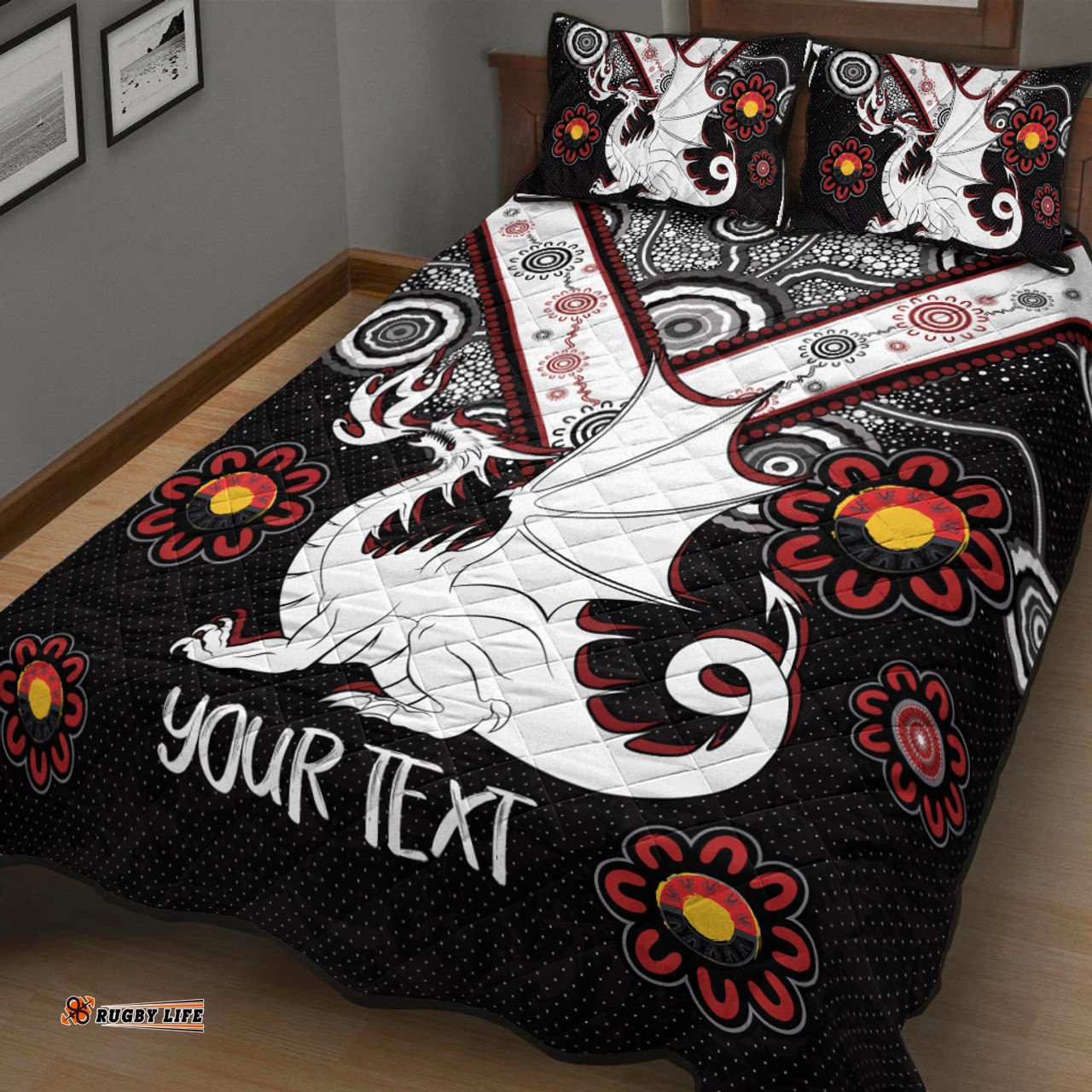 St. George Illawarra Dragons Naidoc Quilt Bed Set - Custom For Our Elders Boomerangs Quilt Bed Set