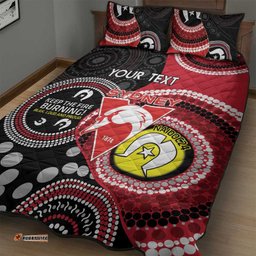 Custom AFL Swans NAIDOC Week Quilt Bed Set Keep The Fire Burning Indigenous Art