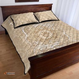Beige Australia Lizard With Aboriginal Art Quilt Bed Set