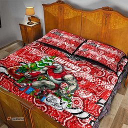 Swans Football Merry Christmas Quilt Bed Set Indigenous Australian Art