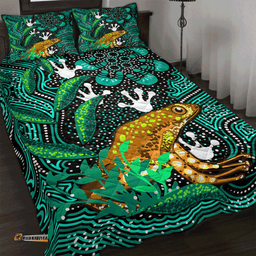 Australia Aboriginal Inspired Quilt Bed Set Dreaming Indigenous Frog
