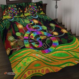 Australia Aboriginal Quilt Bed Set - Australia Rainbow Snake And Tree Aboriginal Style Quilt Bed Set