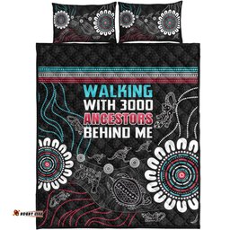 Australia Aboriginal Quilt Bed Set - Walking with 3000 Ancestors Behind Me Black Quilt Bed Set