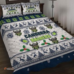 Canberra Raiders Christmas Quilt Bed Set - Canberra Raiders Special Ugly Christmas Quilt Bed Set
