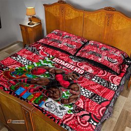 Bombers Football Merry Christmas Quilt Bed Set Indigenous Australian Art