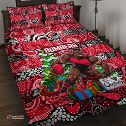Bombers Football Merry Christmas Quilt Bed Set Indigenous Australian Art