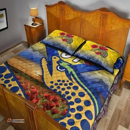 Custom Personalised Parramatta Eels ANZAC Quilt Bed Set Poppy Flowers Vibes Gold