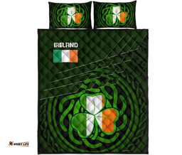 Ireland Quilt Bed Set Ireland Symbol With Celtic Patterns