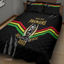 NRL Panthers Quilt Bed Set Premiers Three Peat Proud Of Our Boys Black