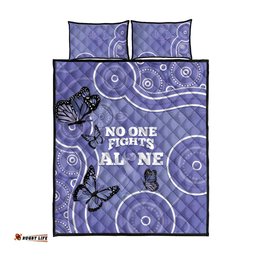 Australia Stomach Cancer Awareness Quilt Bed Set No One Fights Alone Aboriginal Art