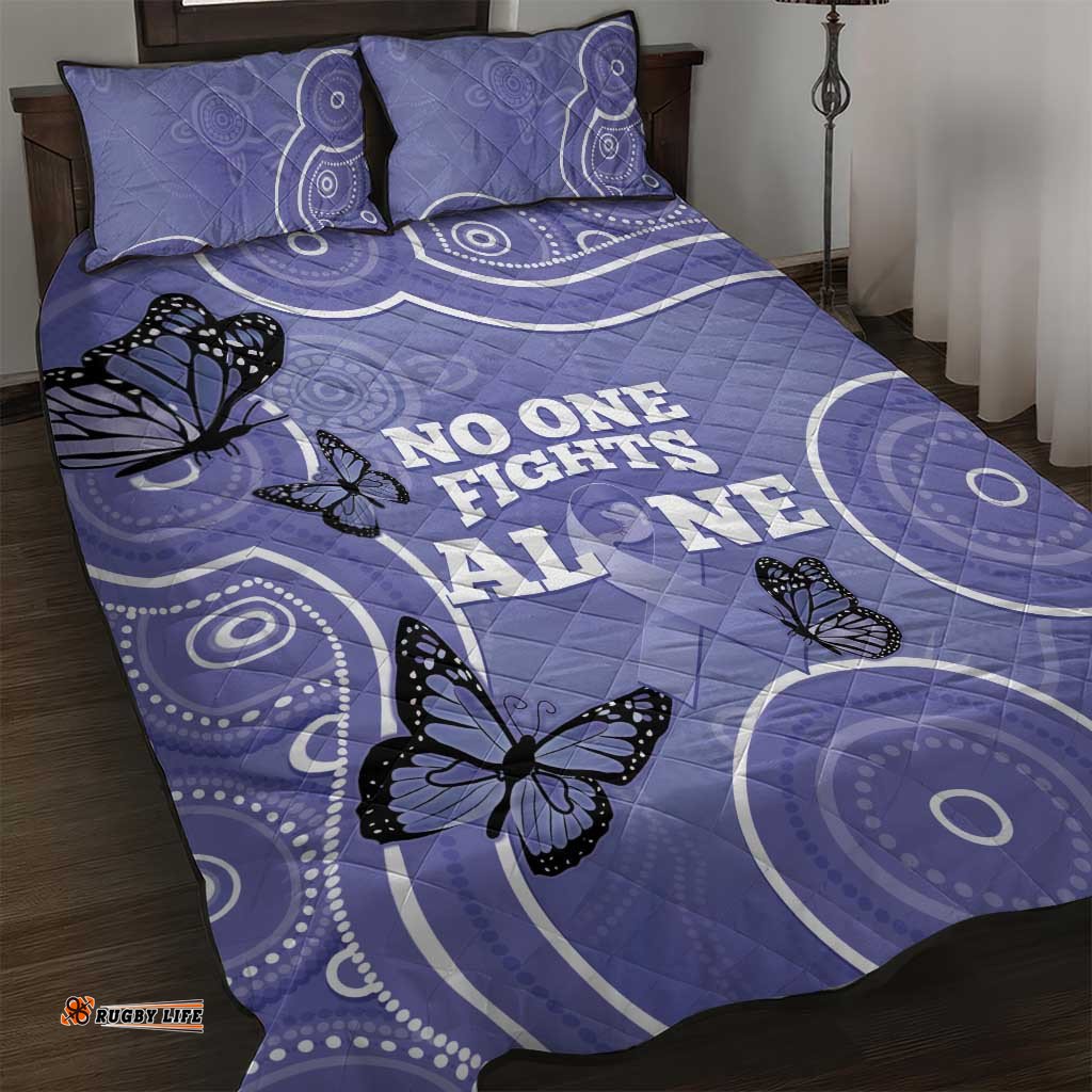 Australia Stomach Cancer Awareness Quilt Bed Set No One Fights Alone Aboriginal Art