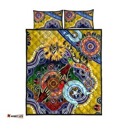 custom naidoc week 2024 richmond tiger quilt bed set australia aboriginal dot painting dt02