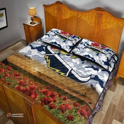 Custom Personalised North Queensland Cowboys ANZAC Quilt Bed Set Poppy Flowers Vibes White