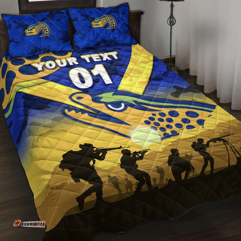 Custom Personalised Parramatta Eels ANZAC Quilt Bed Set Simple Style Blue