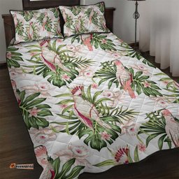 Australia Pink Cockatoo Quilt Bed Set Aussie Orchids Seamless Pattern