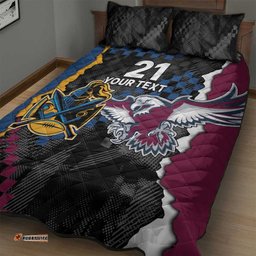 Titans and Manly Eagle Quilt Bed Set Rugby Together Sporty Style