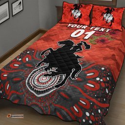 Custom Personalised St. George Illawarra Dragons ANZAC Quilt Bed Set Indigenous Vibes Red