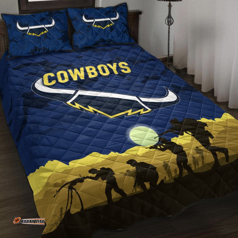 North Queensland Cowboys ANZAC Quilt Bed Set Simple Style Blue
