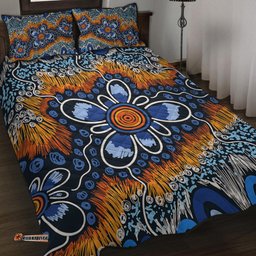 Australia Aboriginal Quilt Bed Set - Aboriginal Flowers Art Quilt Bed Set