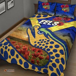 Parramatta Eels ANZAC Quilt Bed Set Poppy Flowers Vibes Blue