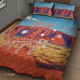 Personalised Australia Thorny Devil Quilt Bed Set Nature's Armored Knights Aussie Uluru