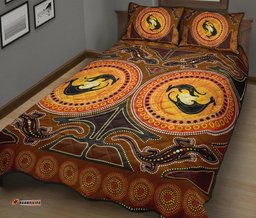 Aboriginal Quilt Cover Set, Lizard Kangaroo Dot Patterns