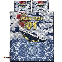 Custom Personalised North Queensland Cowboys ANZAC Quilt Bed Set Indigenous Vibes White