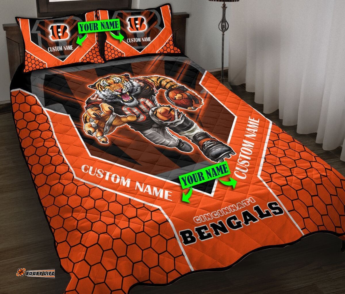 NRL Quilt Set Cincinnati Bengals Quilt Set Mascot Personalised
