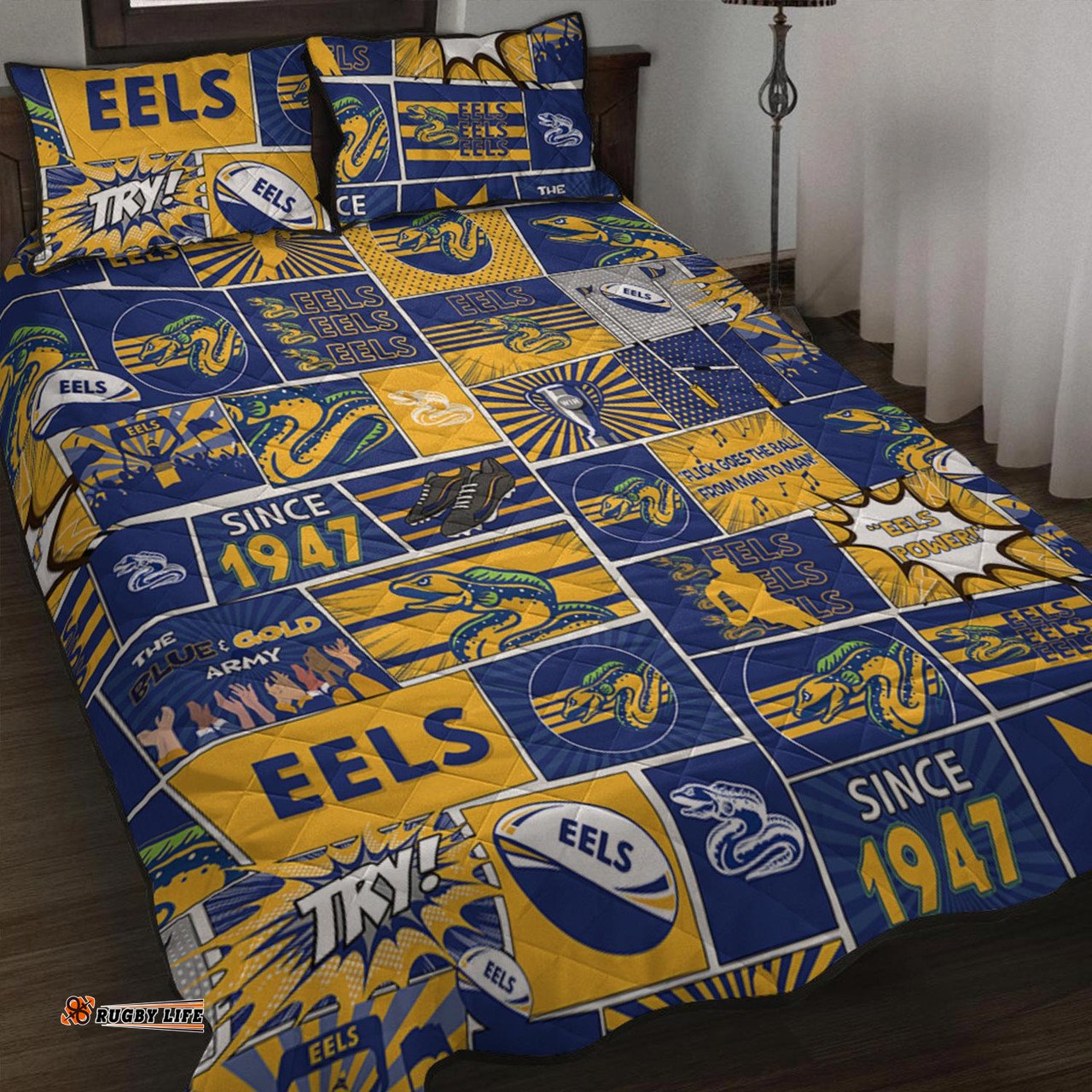 Parramatta Eels Quilt Bed Set - Team Of Us Die Hard Fan Supporters Comic Style