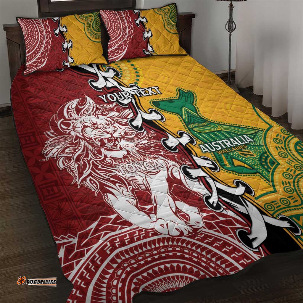 Mate Ma'a Tonga Vs Australia Rugby Personalised Quilt Bed Set Special Mascots