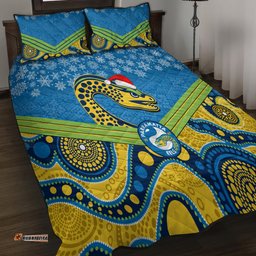 Parramatta Eels Rugby Christmas Quilt Bed Set Merry Xmas Mix Aboriginal Art