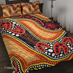 Australia Aboriginal Inspired Quilt Bed Set - Indigenous Art Aboriginal Inspired Dot Painting Style 2