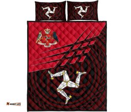 Isle Of Man Quilt Bed Set Isle Of Man Symbol With Celtic Patterns