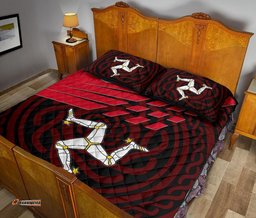 Isle Of Man Quilt Bed Set Isle Of Man Symbol With Celtic Patterns