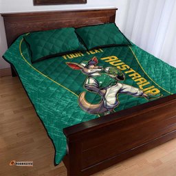 Custom Baseball Australia Quilt Bed Set Go Champions Aussie Kangaroo Mascot