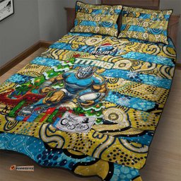 Titans Rugby Merry Christmas Quilt Bed Set Indigenous Australian Art