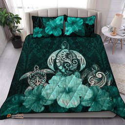 Three Turtle Polynesian Quilt Bed Set Hibiscus