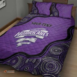 Custom Hobart Hurricanes Quilt Bed Set Indigenous Art Grunge Style