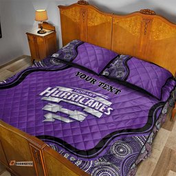 Custom Hobart Hurricanes Quilt Bed Set Indigenous Art Grunge Style