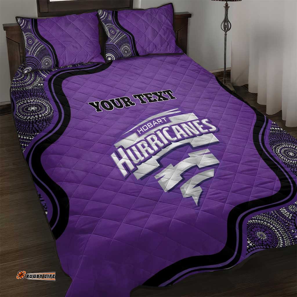 Custom Hobart Hurricanes Quilt Bed Set Indigenous Art Grunge Style
