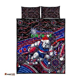 Merry Christmas AFL Bulldogs Quilt Bed Set Aboriginal Santa Football Mascot