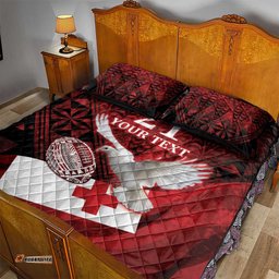 Custom Tonga XIII Rugby Tribal Tattoo Quilt Bed Set Mate Ma'a Tonga Kupesi Ngatu Grunge Style